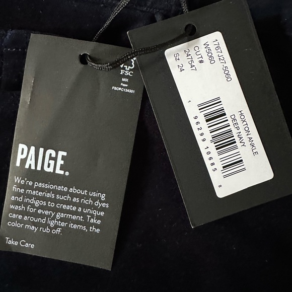 Paige Hoxton ankle velvet pant size 24 Navy - Picture 3 of 5